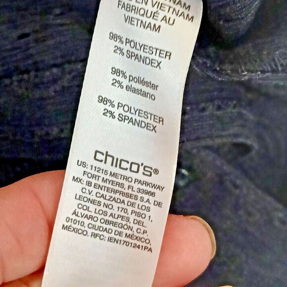 Chico's Black Blouse Size 3 with Long Roll up Sleeves. Button up in Front. - Picture 6 of 10